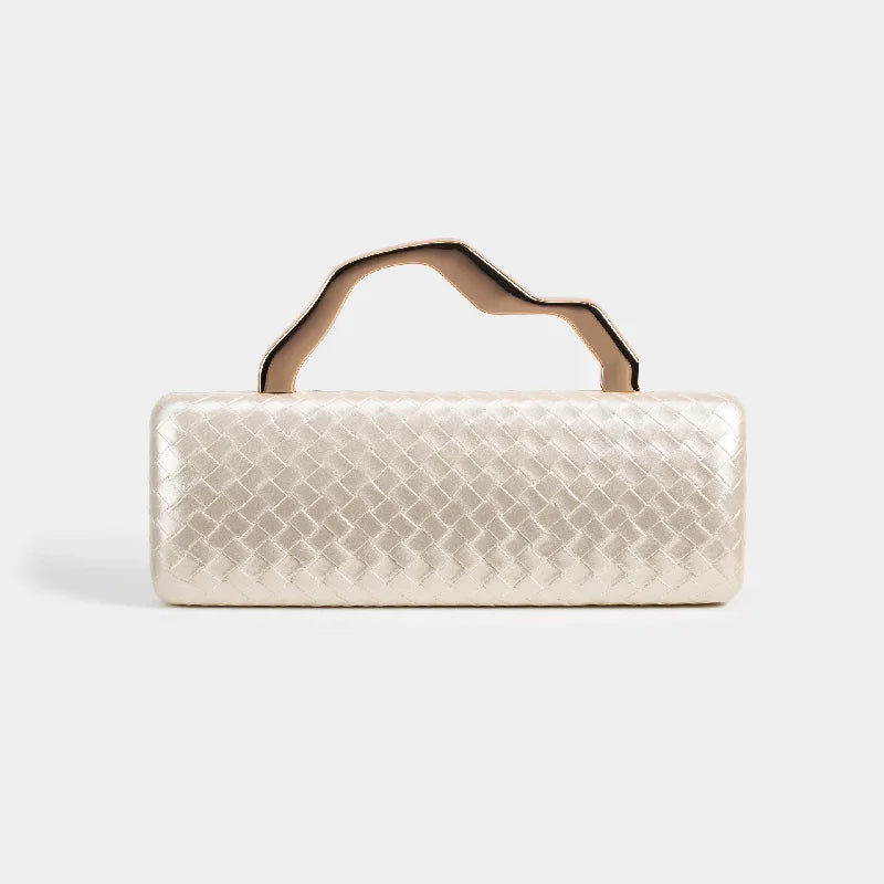 Gold Handle Long Clutch Bag — handbags in champagne — additional view