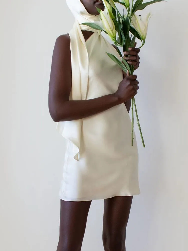 Tatiana Backless Satin Mini Dress