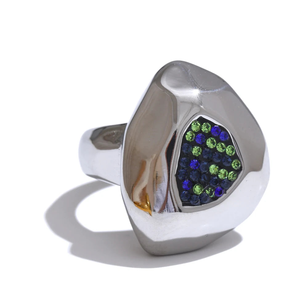 Blue Cubic Zirconia Ring — rings in silver — additional view