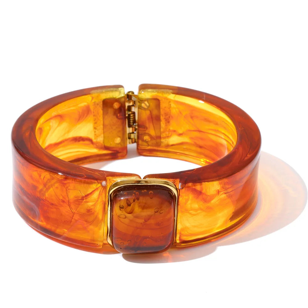Acrylic Square Marble Bracelet Bangle