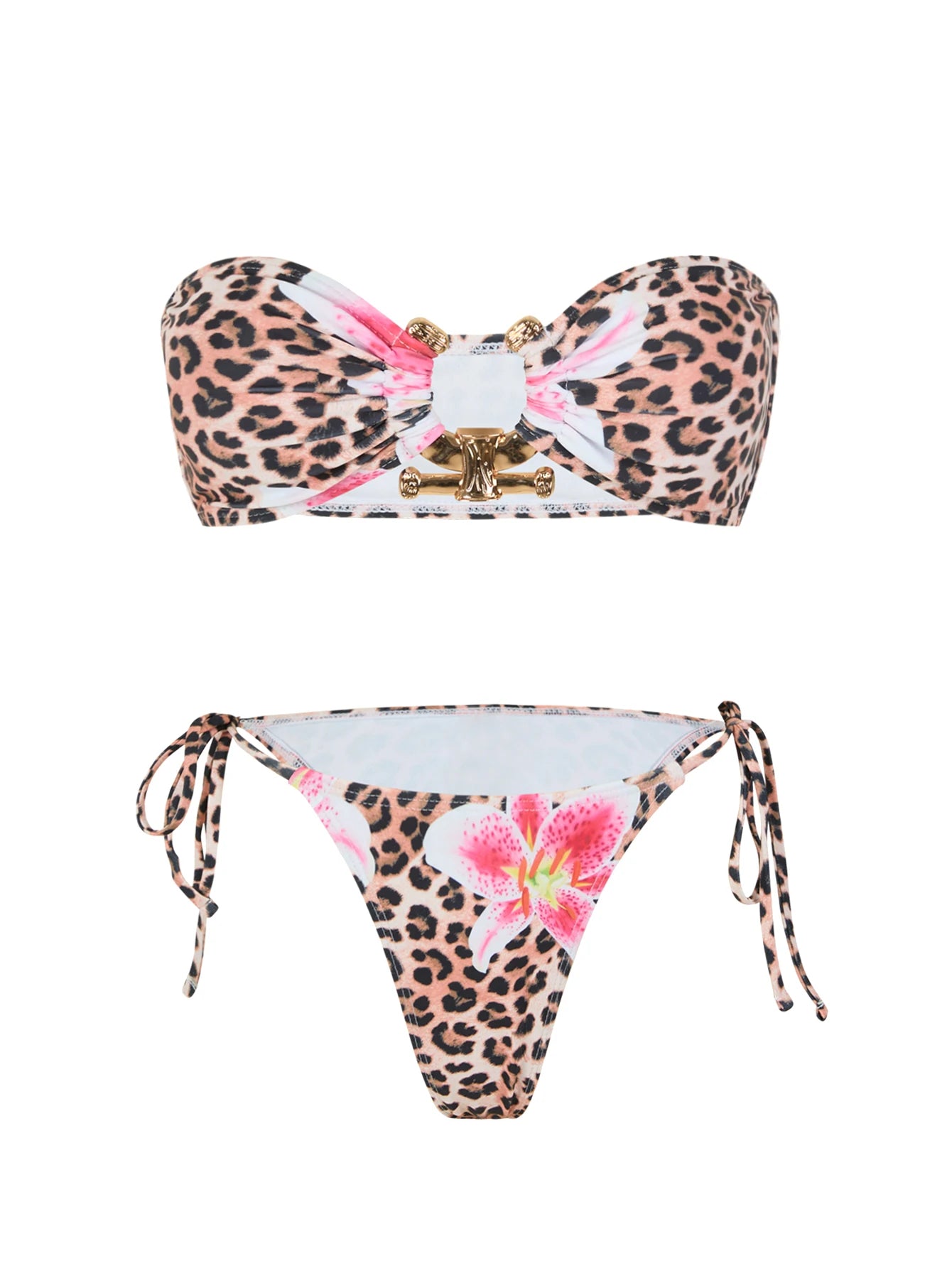 Bikini bandeau à anneaux