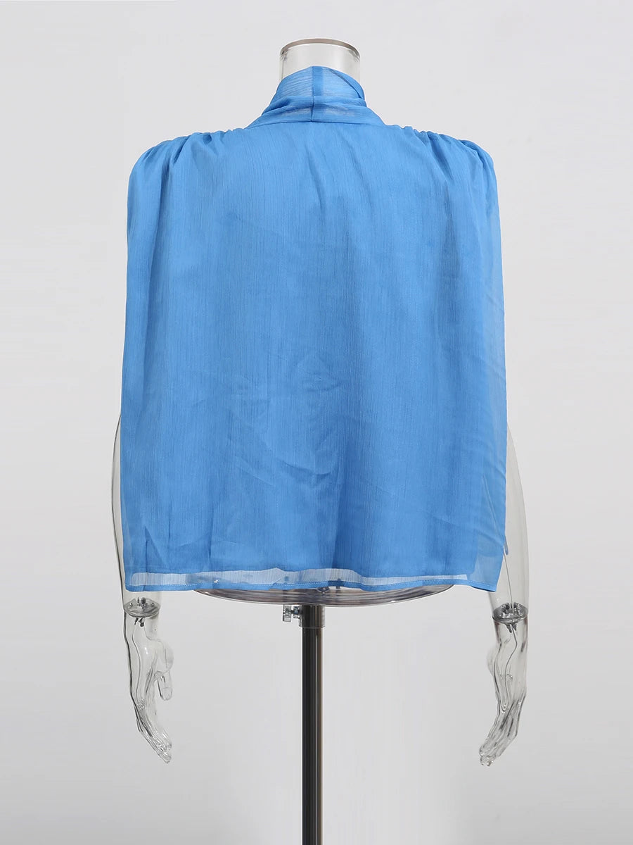 Marissa Lace Up Blouse — shirts & tops in blue lace detail — additional view