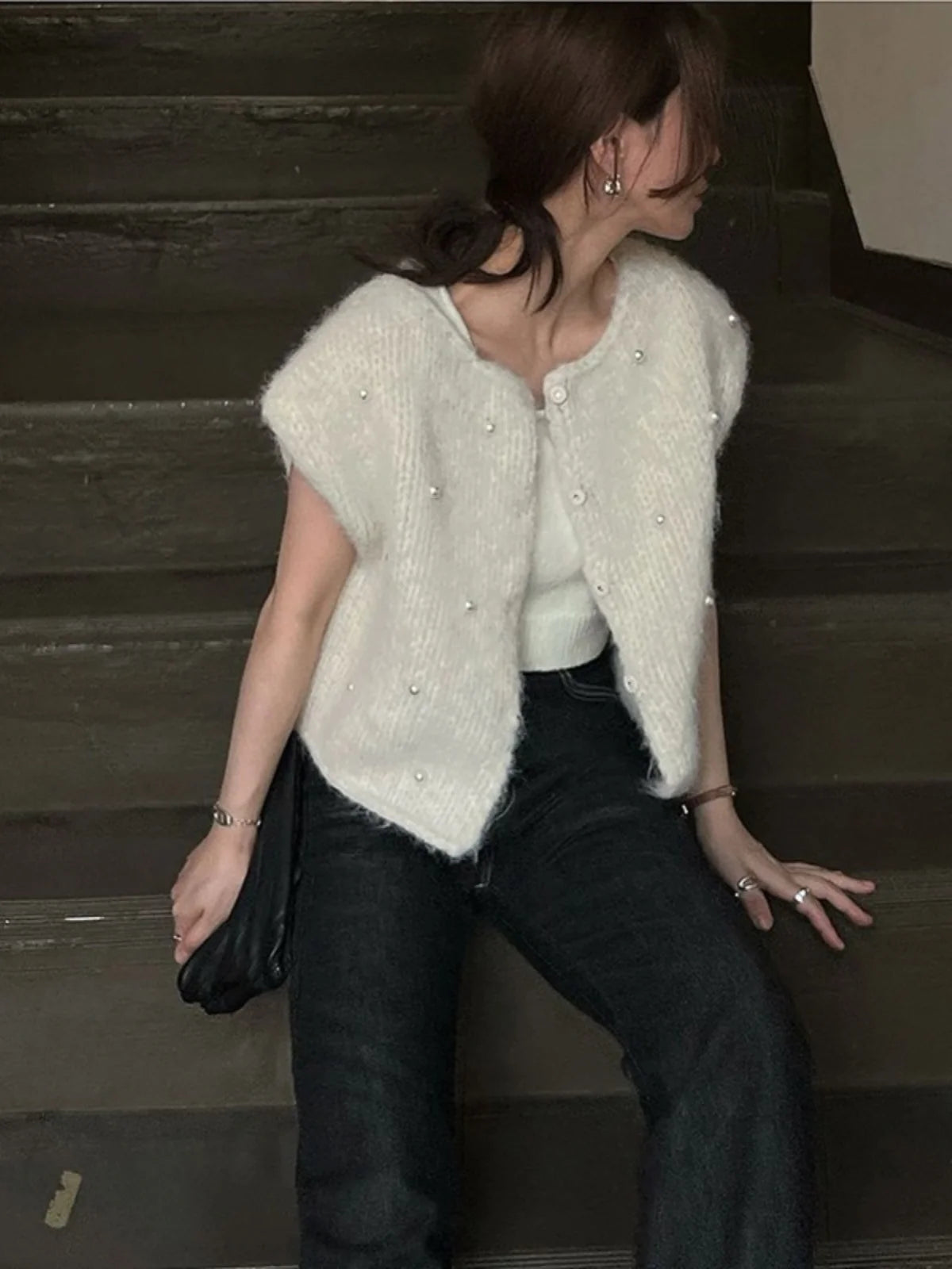 Pearl Embellished Sweater Vest