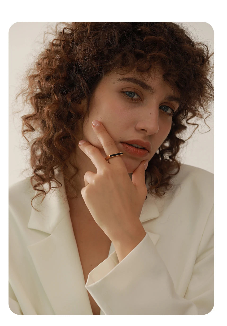 Minimalist Square Ring — rings in black — front view