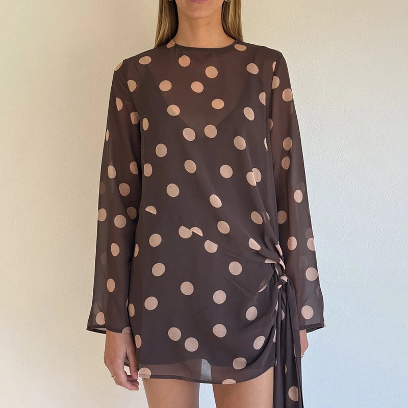 Leyla 波尔卡圆点迷你连衣裙