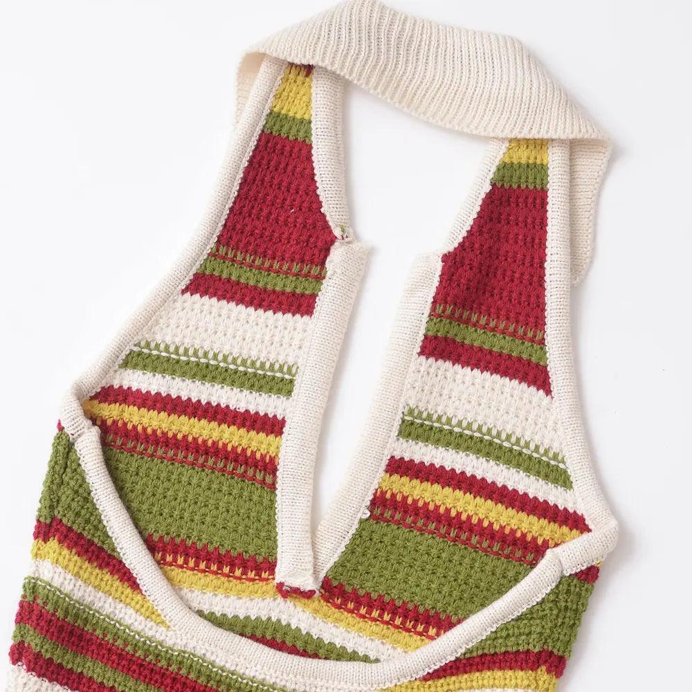 Rosalinda gestreepte gebreide mini-jurk