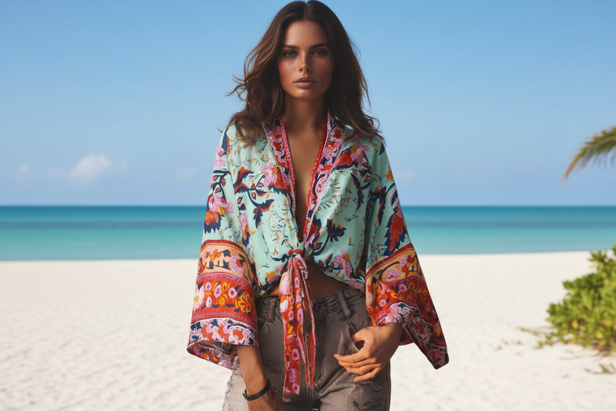 Floral Kimono Cover Up Top