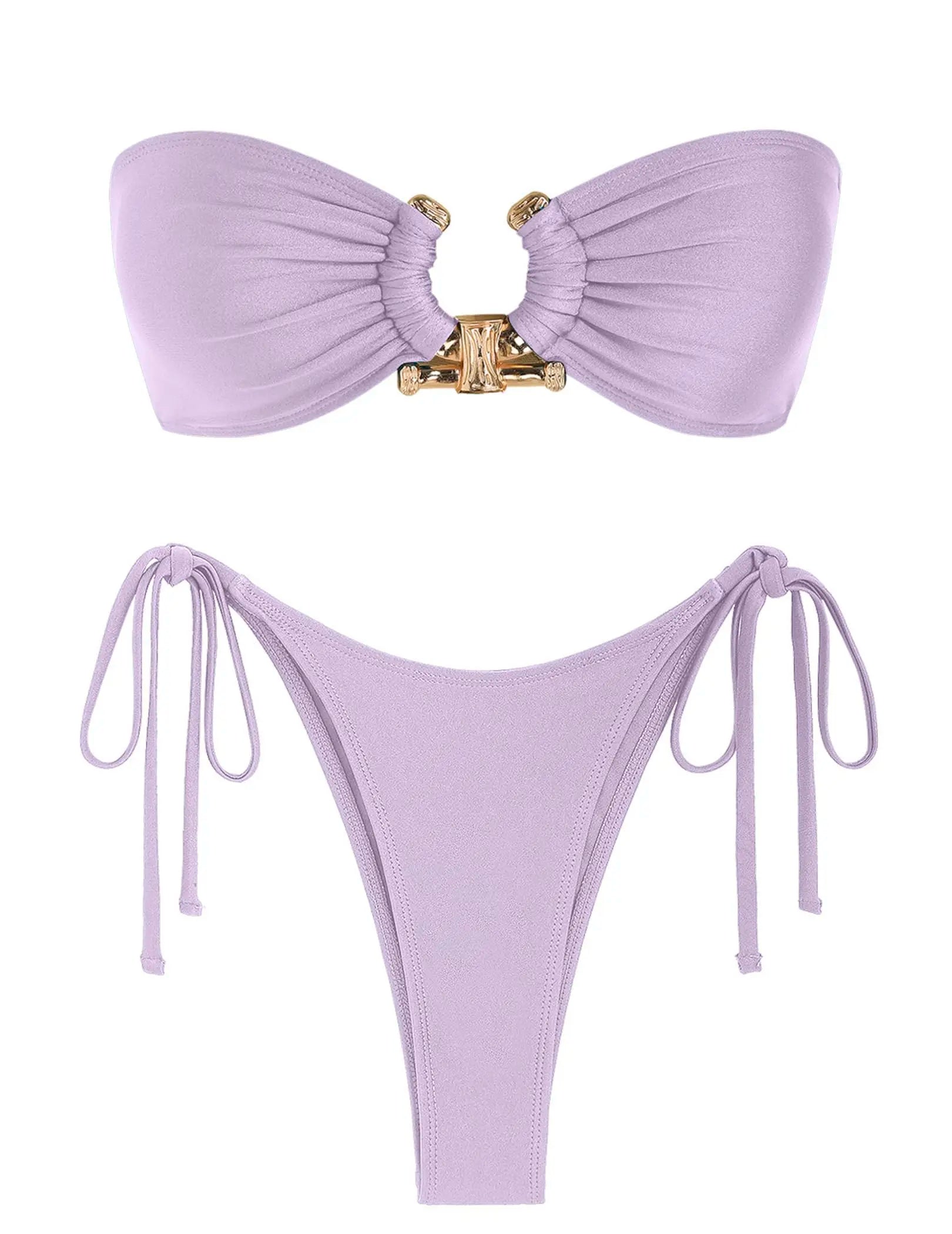 Bikini bandeau à anneaux