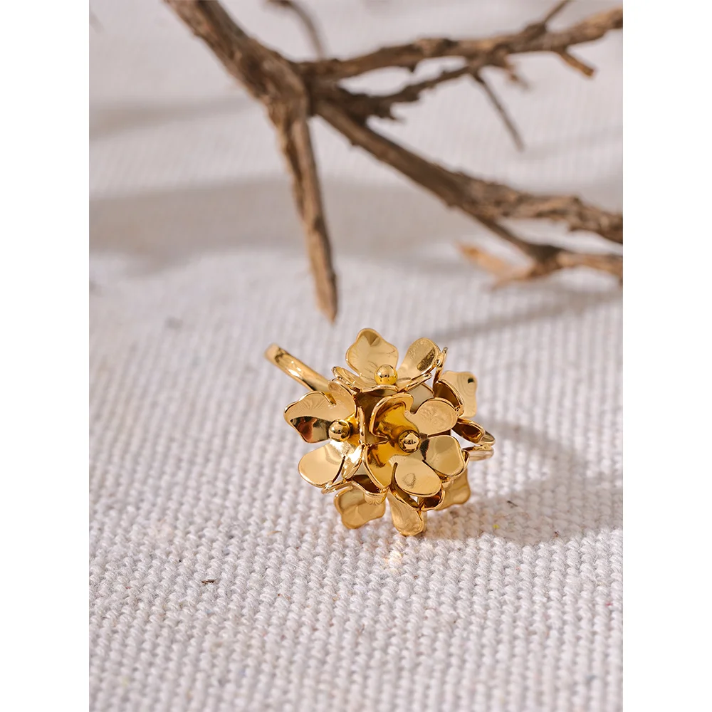 Gold Plated Flower Adjustable Ring