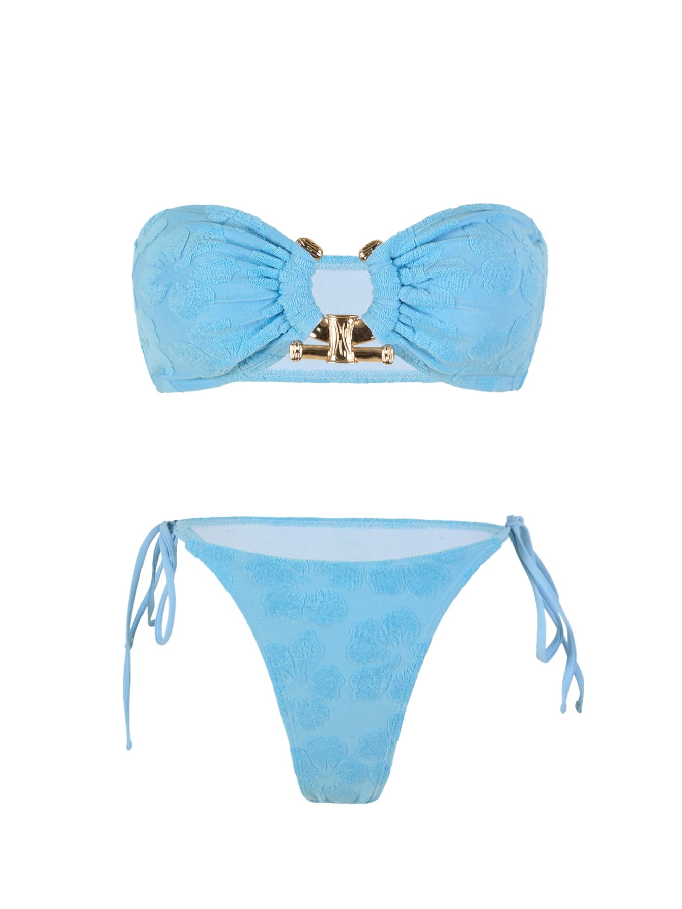 Bikini bandeau à anneaux