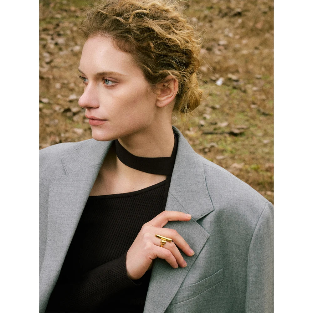 Geometric Chic Ring 18K Plated — rings in gold — back view