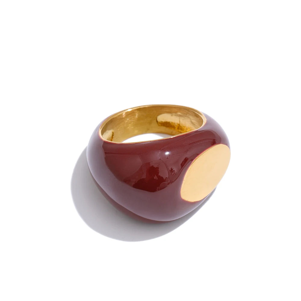 Enamel Geometric Minimalist Ring — rings in black — front view