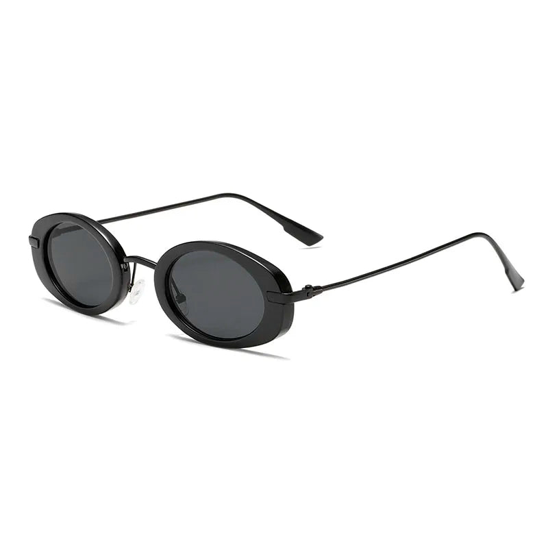 Black retro round sunglasses with vintage styling, front view
