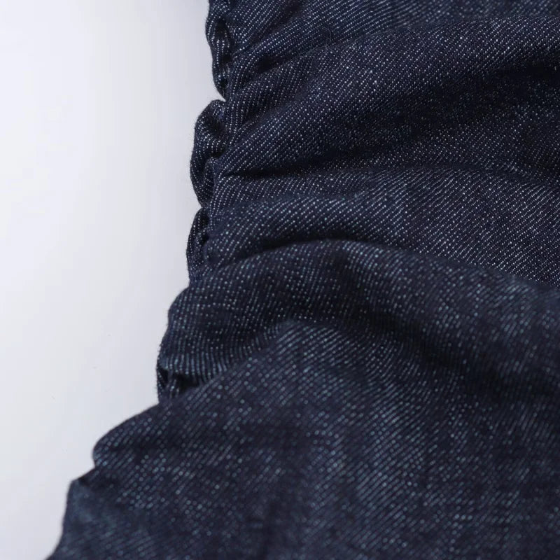 Vestido midi jeans com gola e botões