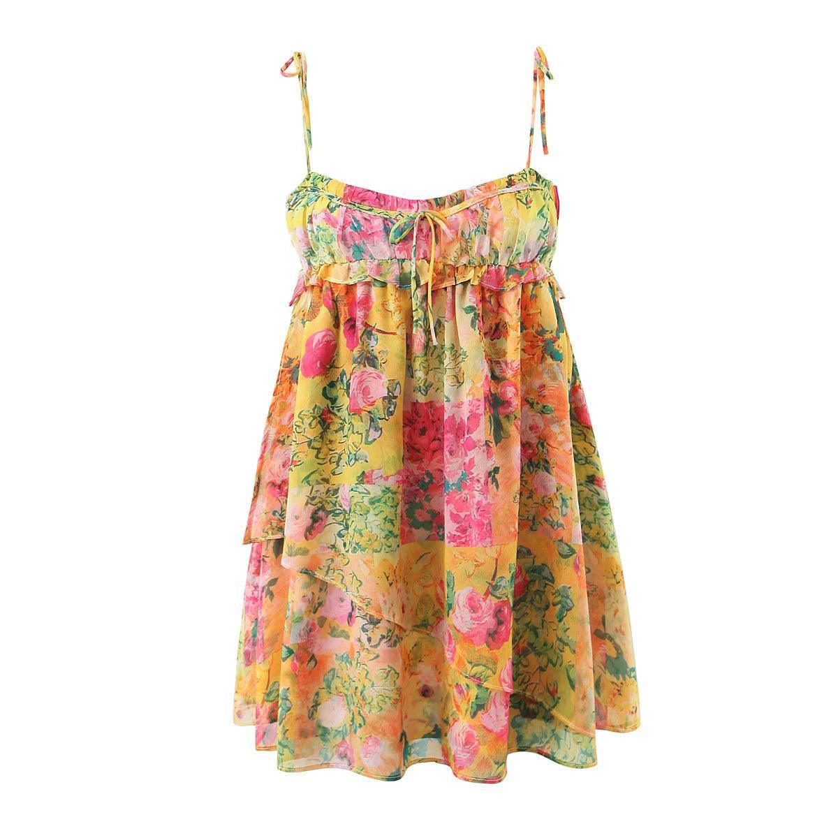 Boho Bow Floral Mini Dress Women from The House of CO-KY - Dresses