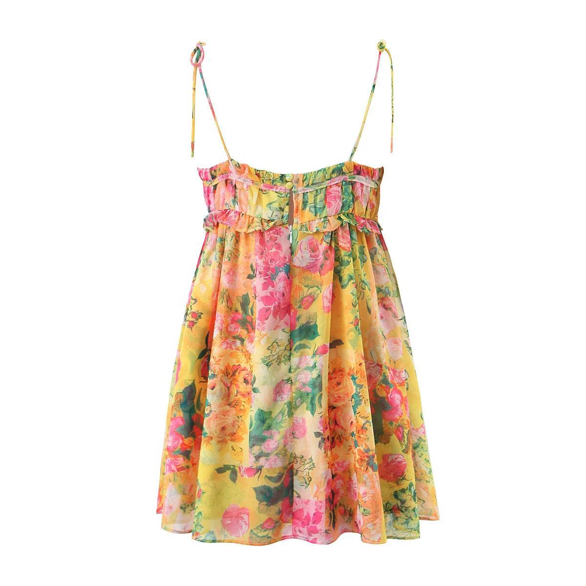 Boho Bow Floral Mini Dress Women from The House of CO-KY - Dresses