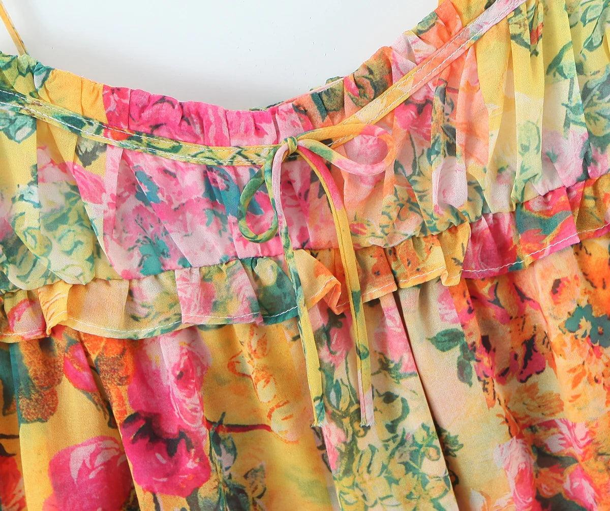 Boho Bow Floral Mini Dress Women from The House of CO-KY - Dresses