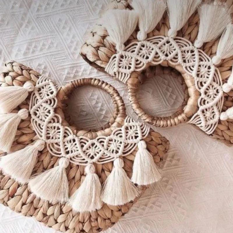 Boho Macramé and Tassel Straw Tote from The House of CO-KY - Handbags
