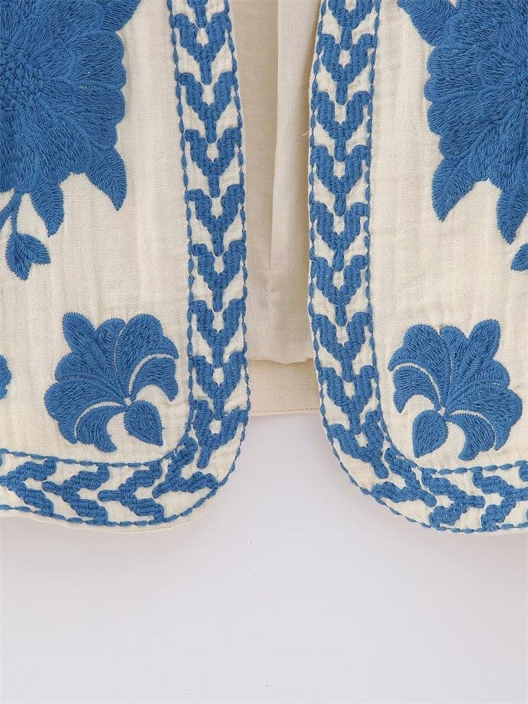 Camille Embroidered Vest - Blue from The House of CO-KY - Shirts & Tops