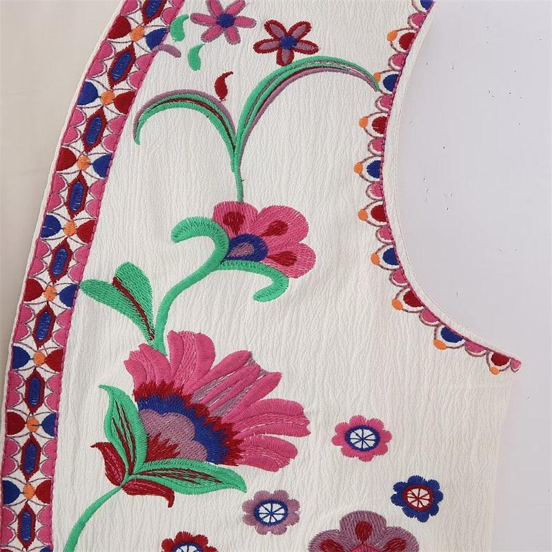 Camille Embroidered Vest - Pink from The House of CO-KY - Shirts & Tops