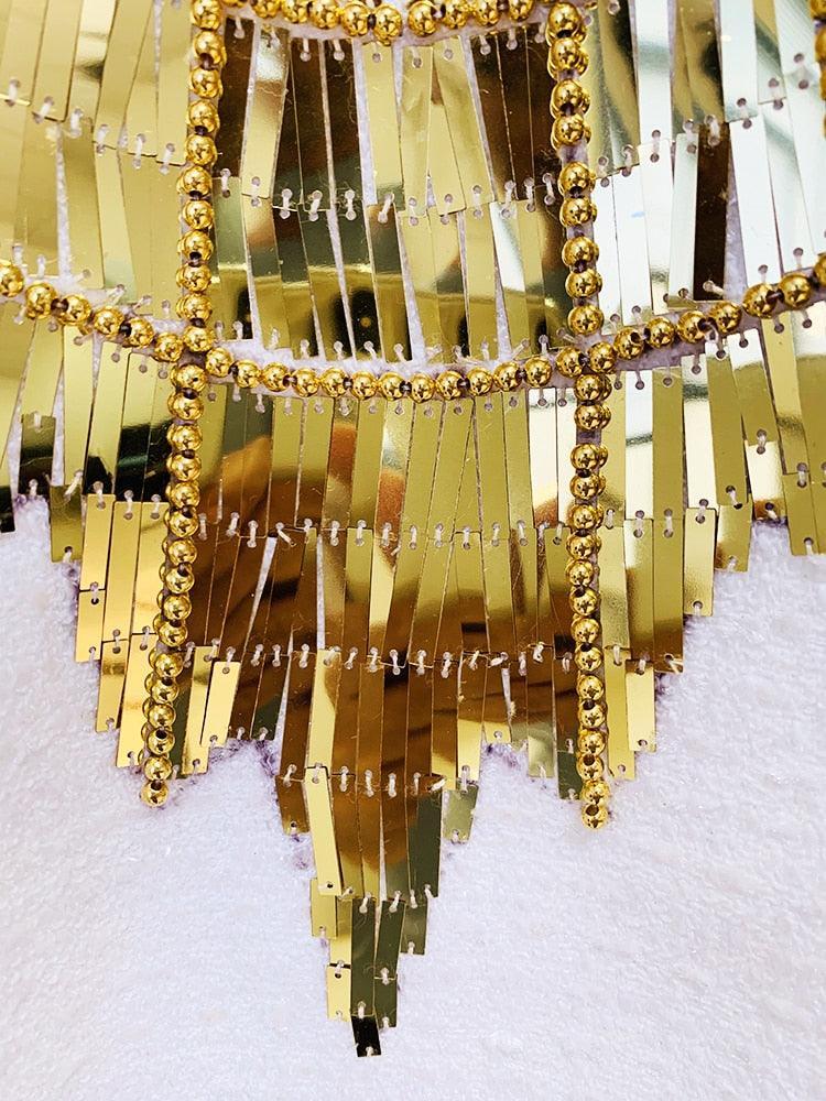 Cleo Beaded Halterneck Tweed Crop Top from The House of CO-KY - Shirts & Tops