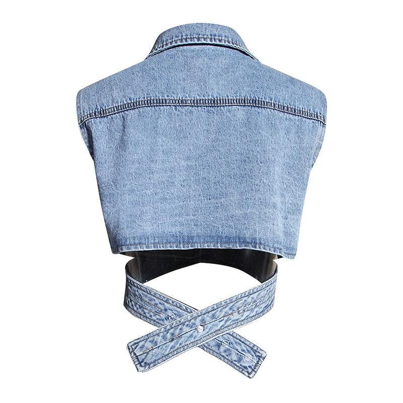 Elena Cross Denim Top from The House of CO-KY - Shirts & Tops