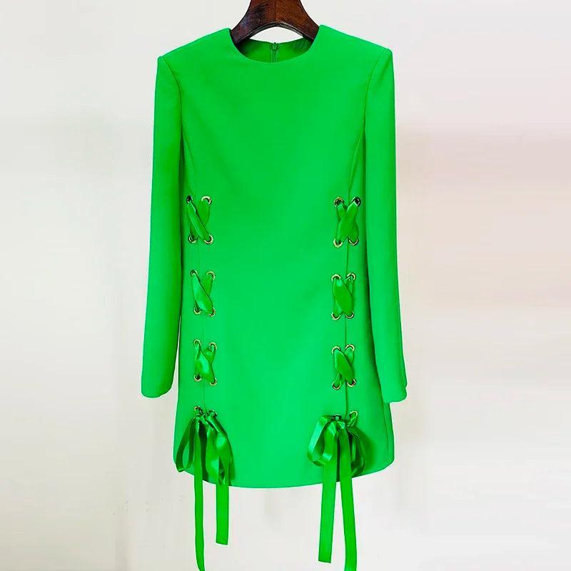 Frances Ribbons Lacing Up Green Dress from The House of CO-KY - Dresses