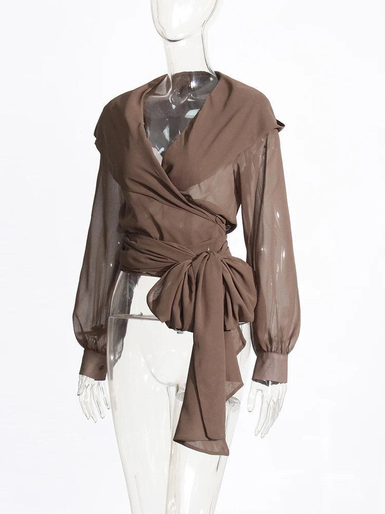 Jane Sheer Mesh Hooded Shirt from The House of CO-KY - Shirts & Tops