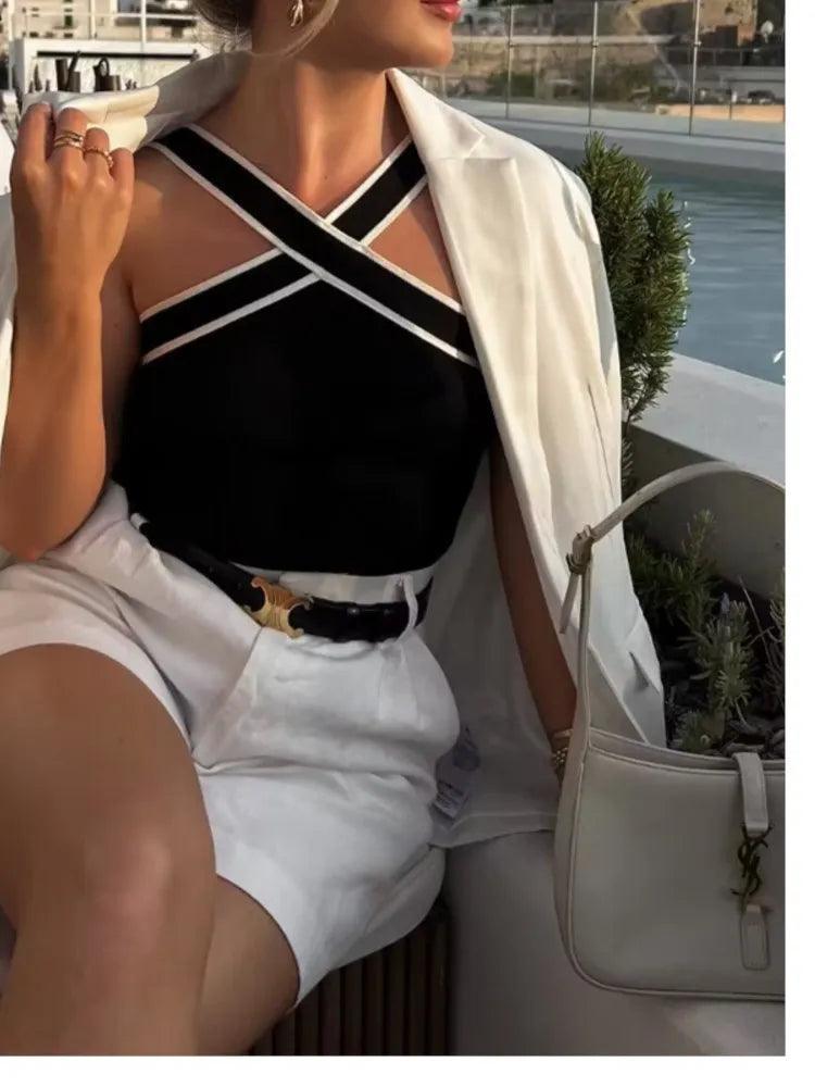 Paola Cross Collar Tank Top from The House of CO-KY - Shirts & Tops