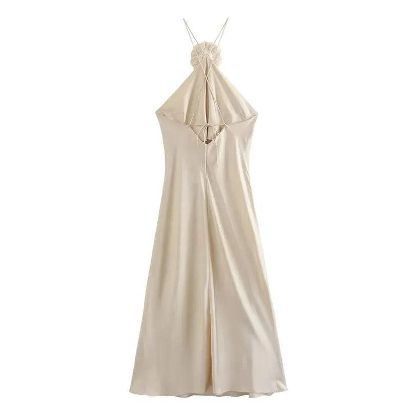 Susie Flower Satin Dress from The House of CO-KY - Dresses