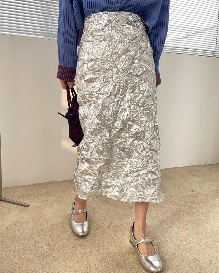 Agatha Metallic Silver Skirt from The House of CO-KY - Skirts