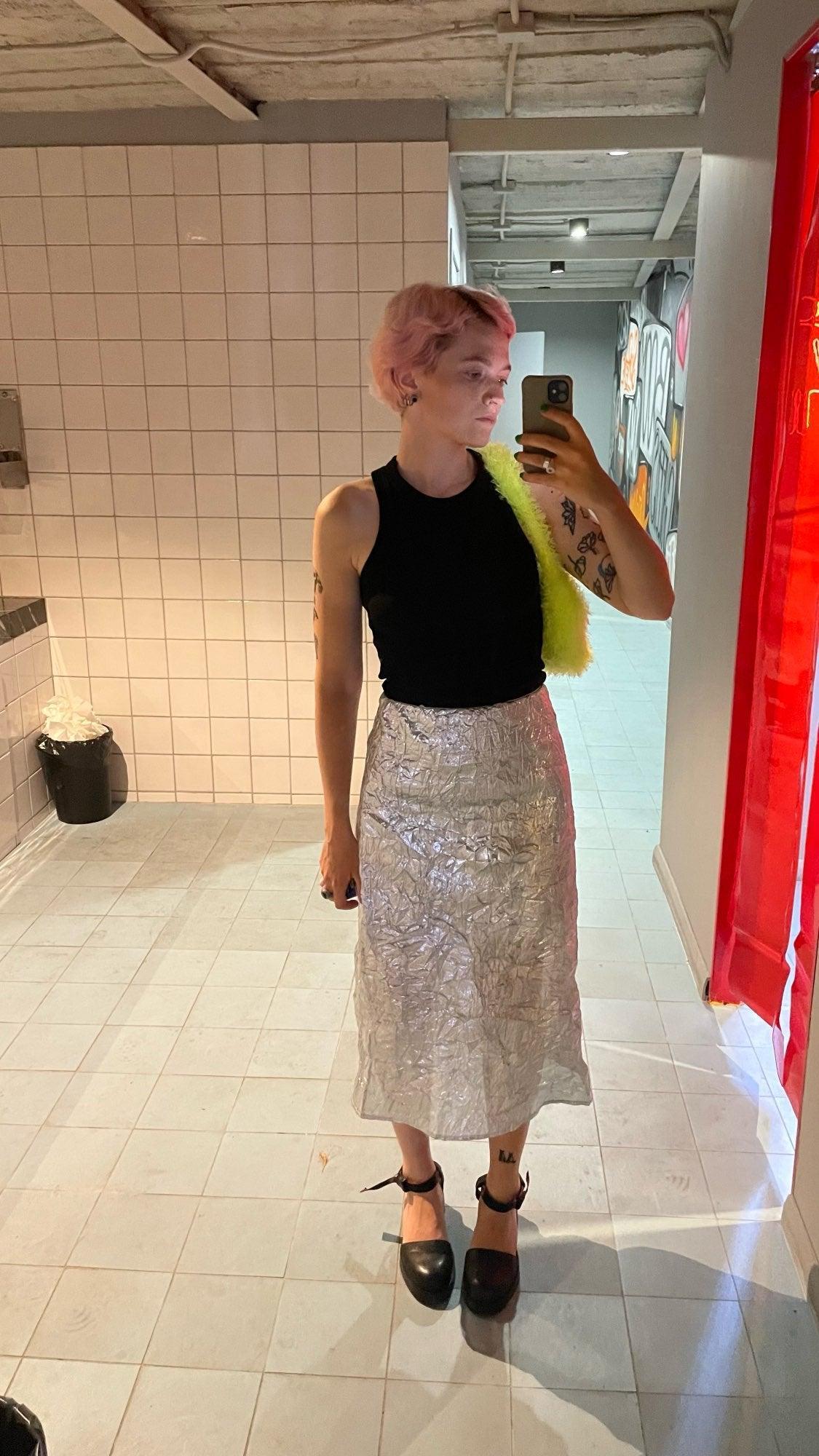 Agatha Metallic Silver Skirt from The House of CO-KY - Skirts