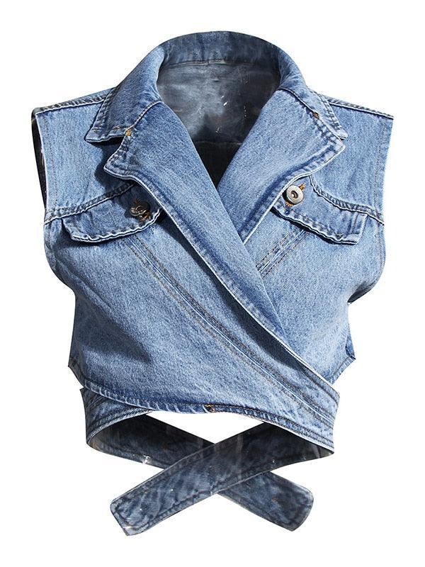Elena Cross Denim Top from The House of CO-KY - Shirts & Tops
