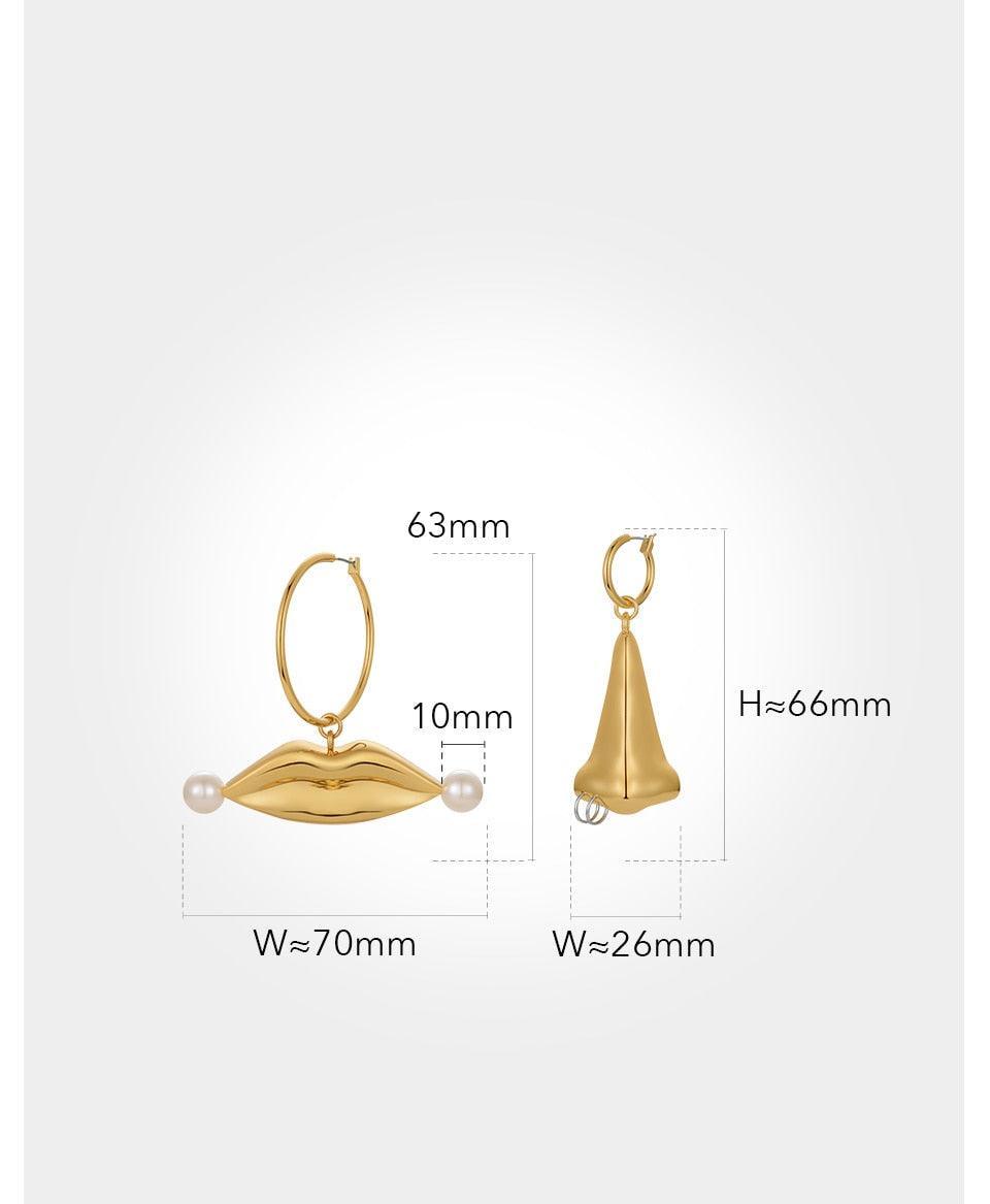 Exaggerated Nose and Lips Earrings from The House of CO-KY - Earrings