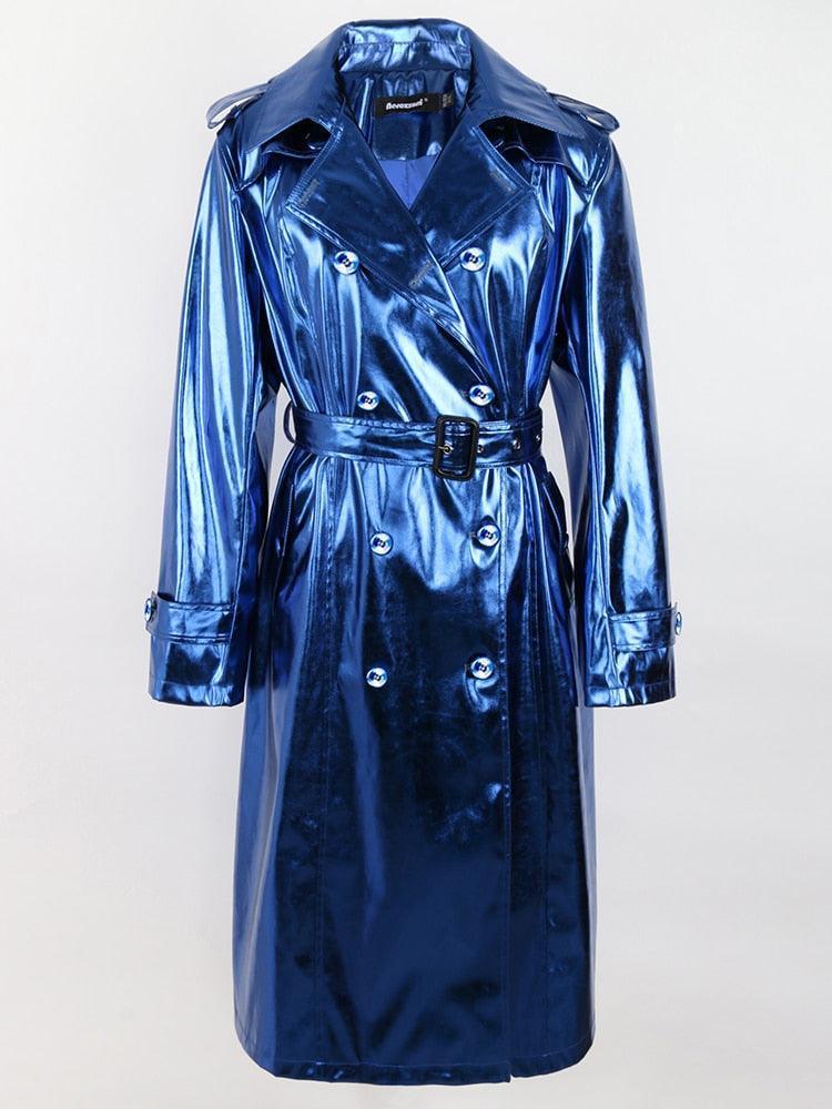 Hannah Shiny Reflective Trench Coat from The House of CO-KY - Outerwear
