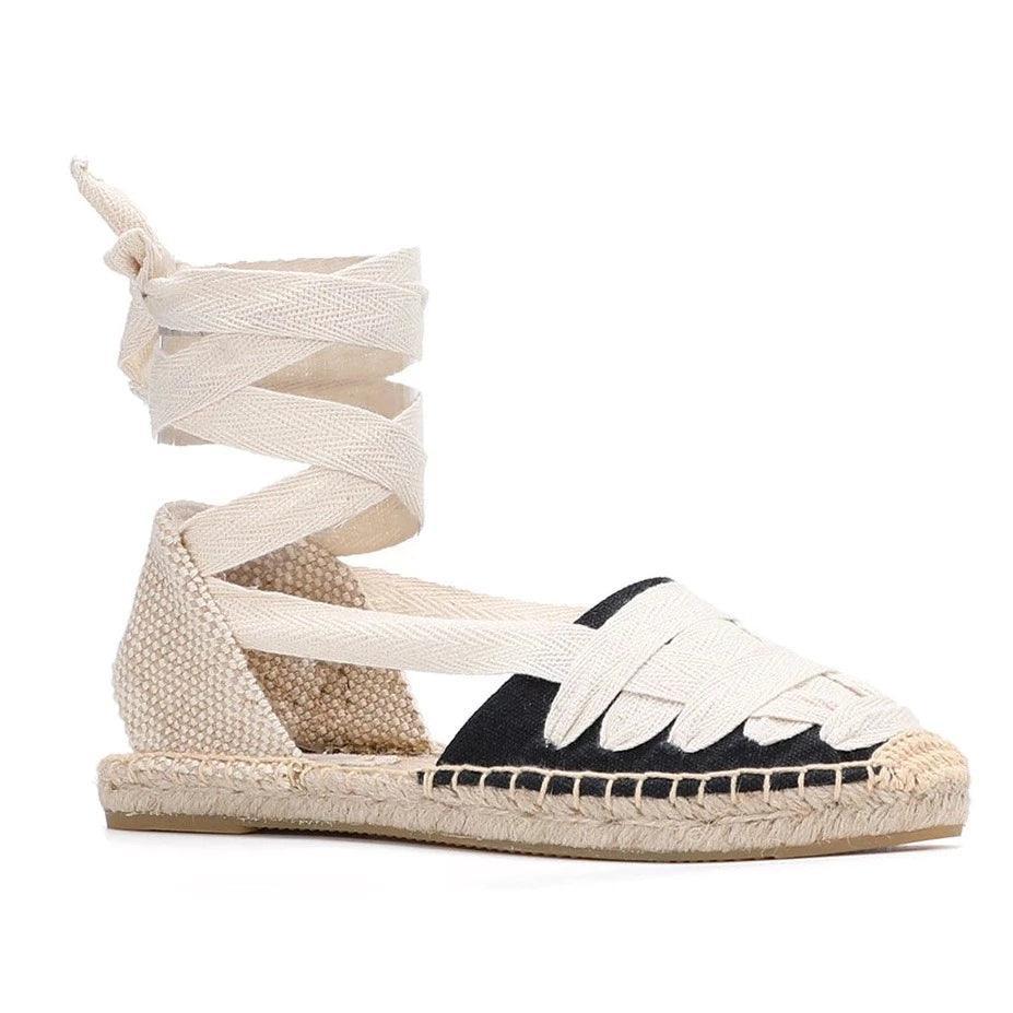 Lace-Up Espadrille Sandals - Black from The House of CO-KY - Shoes