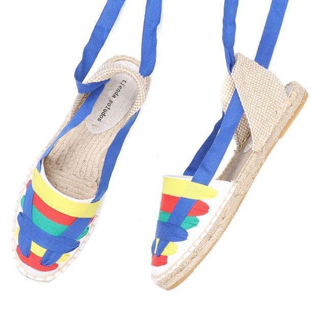 Lace-Up Espadrille Sandals - Blue from The House of CO-KY - Shoes
