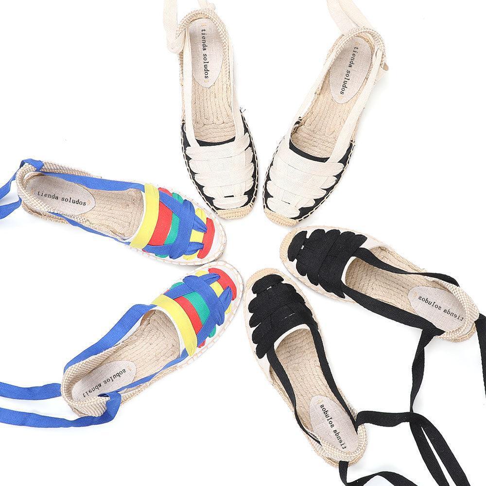 Lace-Up Espadrille Sandals - Blue from The House of CO-KY - Shoes