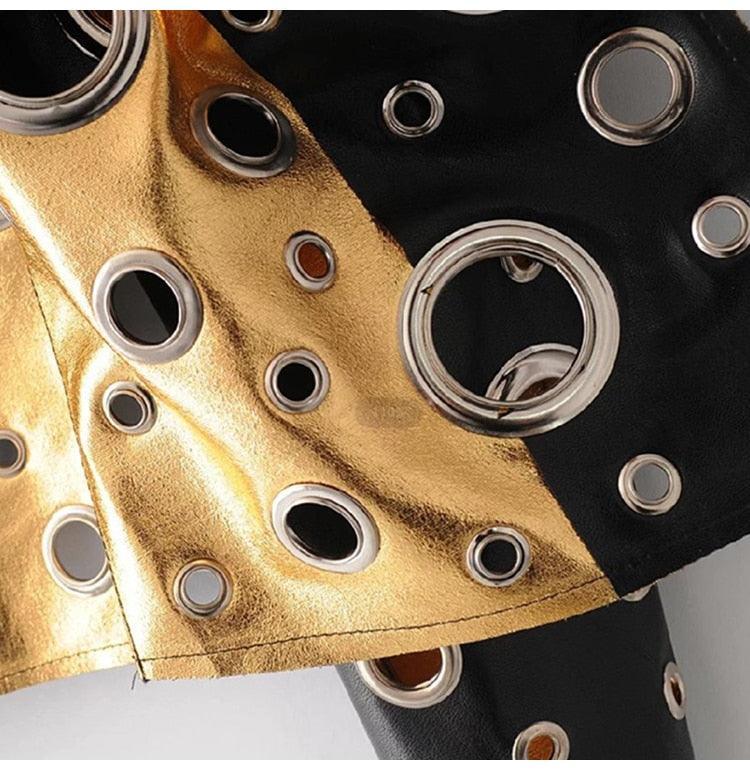 Laura Metallic Hole Biker Jacket from The House of CO-KY - Coats & Jackets