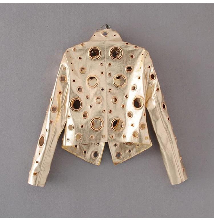 Laura Metallic Hole Biker Jacket from The House of CO-KY - Coats & Jackets