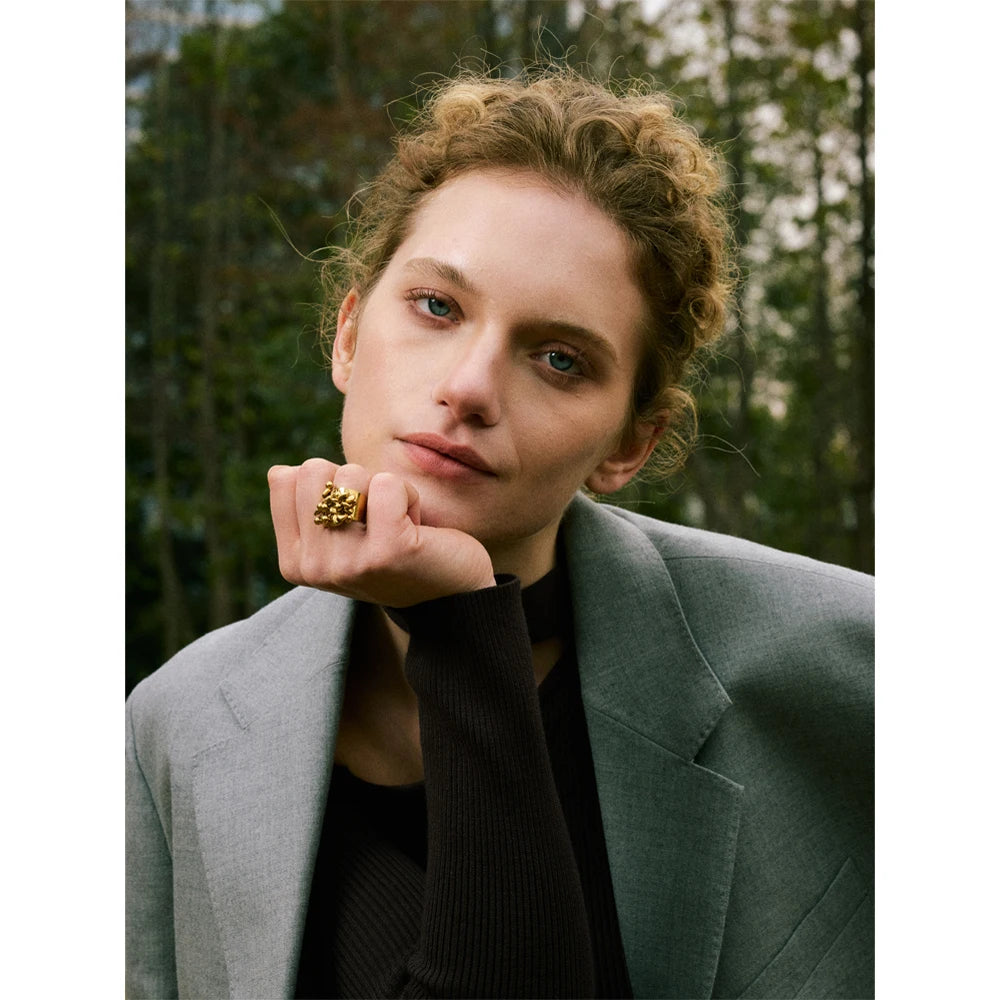 Heart Tassel Ring 18K Plated — rings in gold — front view