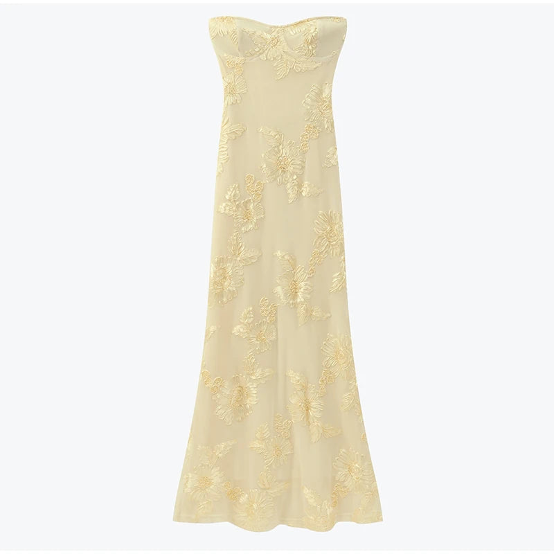 Andy Yellow Floral Printed Maxi Dress