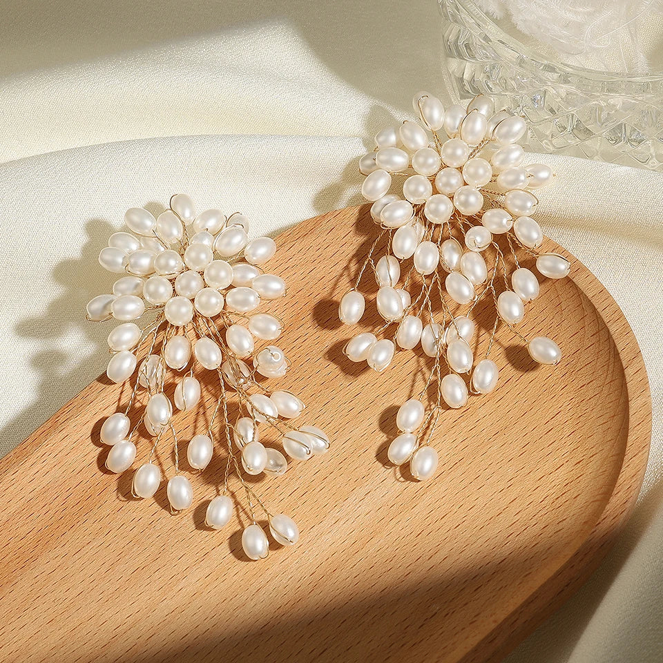 Flower Faux Pearls Earrings