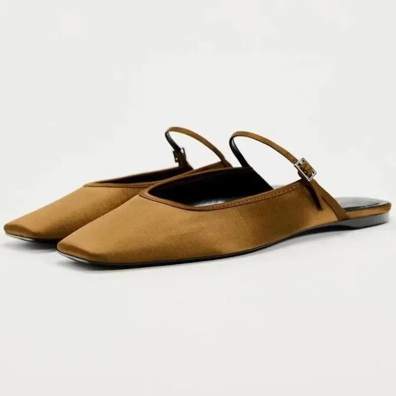Square Toe Satin Mules