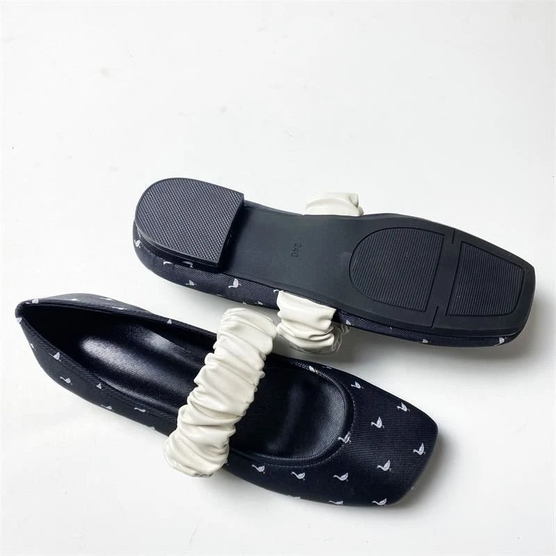 Swan Print Ballet Flats Shoes