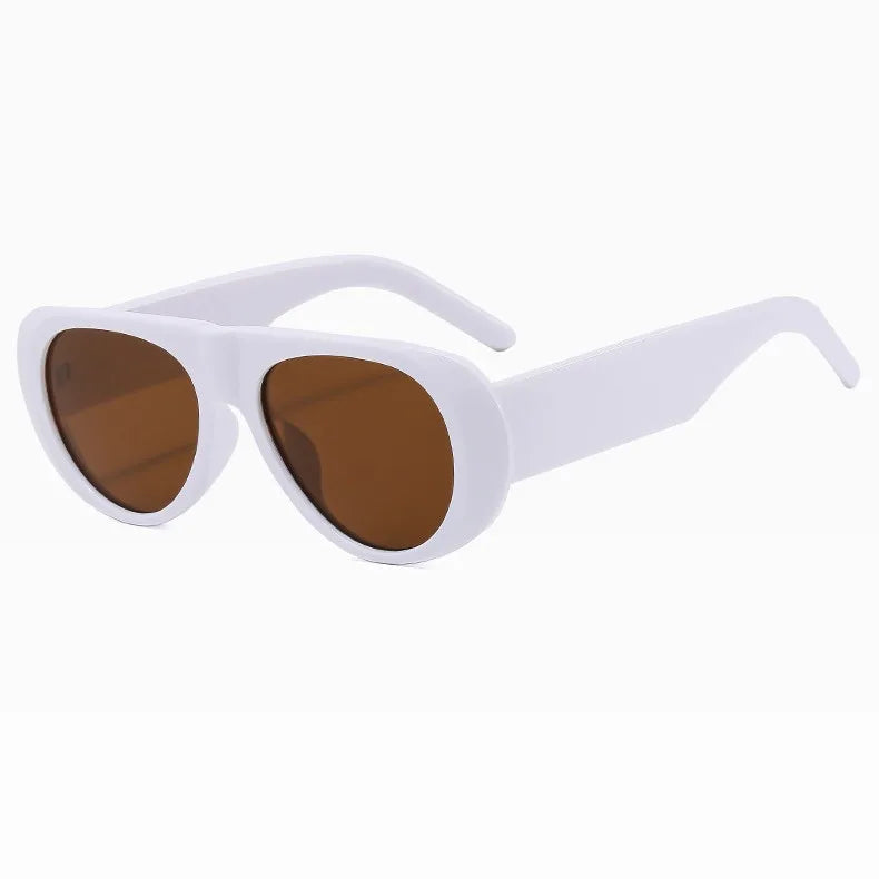 Oversized Pilot Sunglasses - White