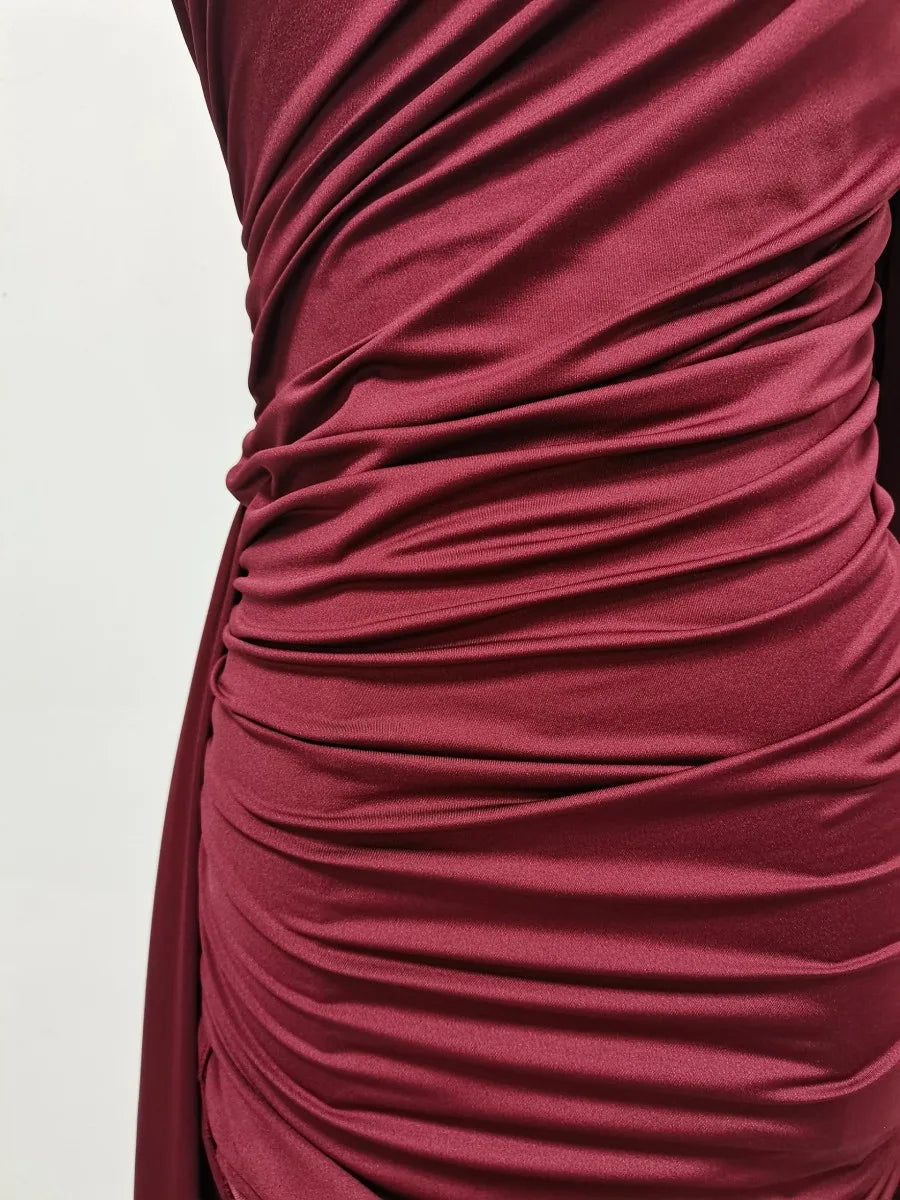 Amy One Shoulder Sheer Cape Dress