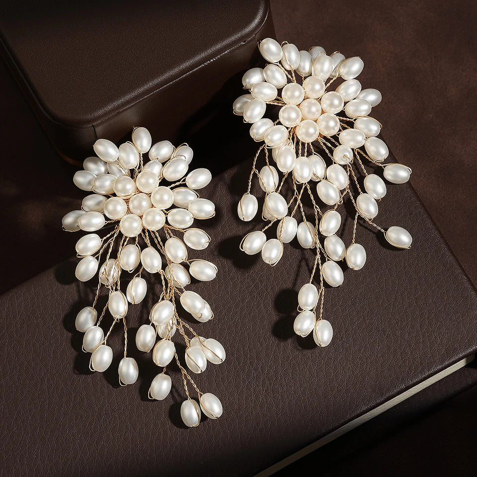 Flower Faux Pearls Earrings