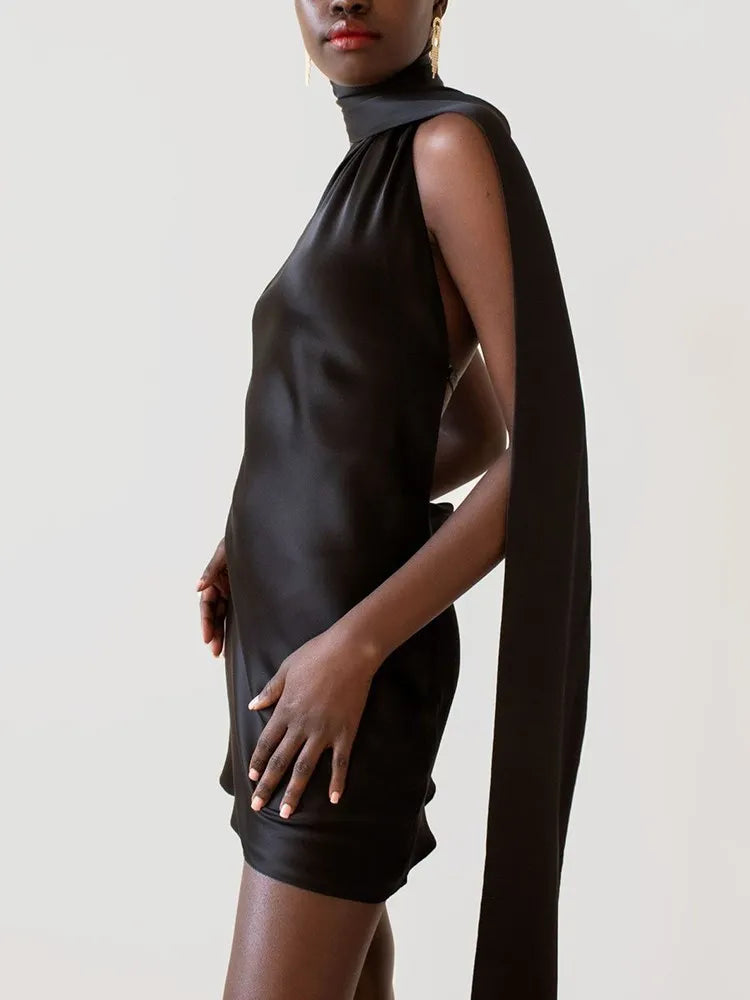 Tatiana Backless Satin Mini Dress