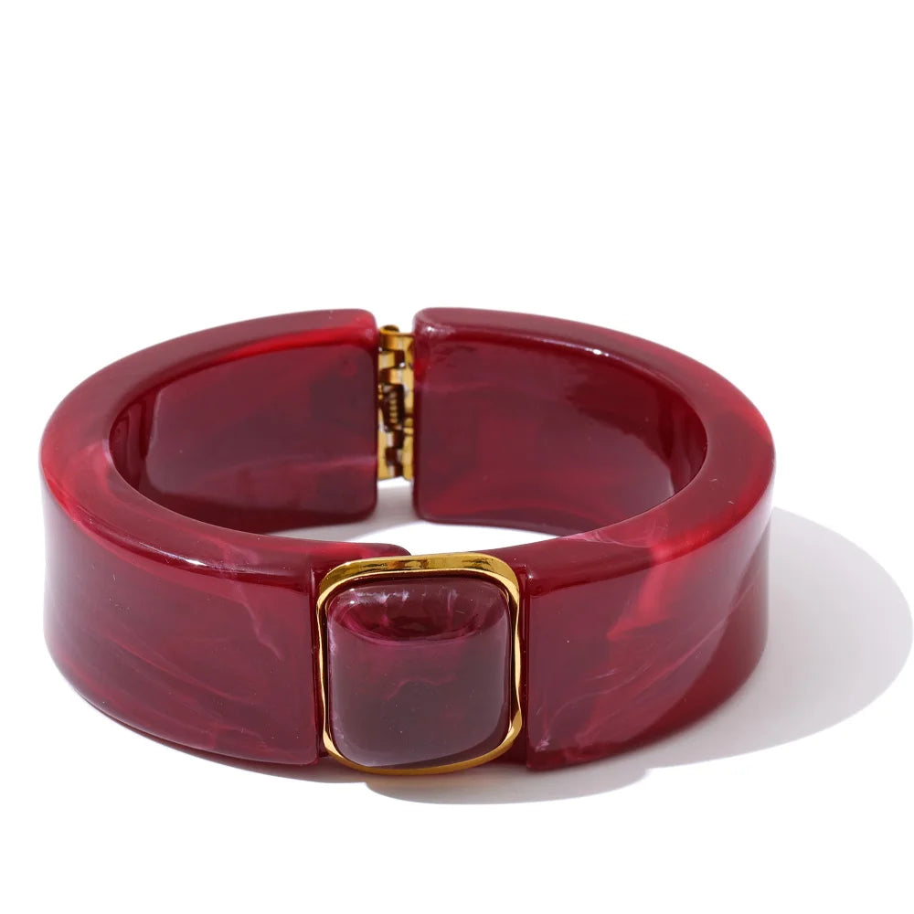 Acrylic Square Marble Bracelet Bangle